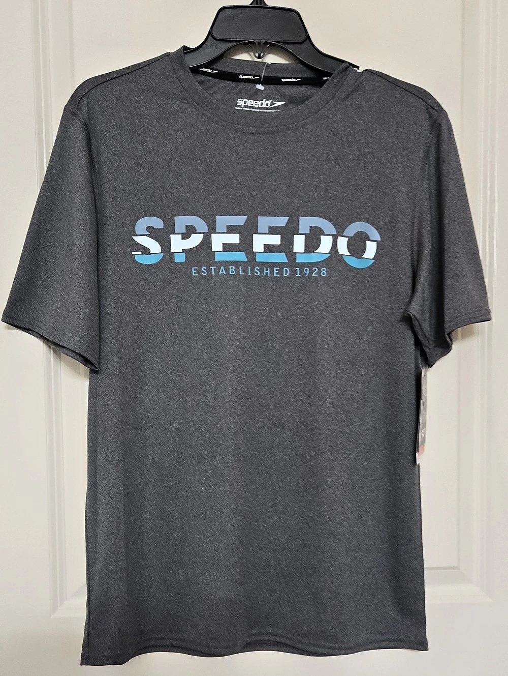 Speedo Since 1928 Graphic Short Sleeve Swim Tee Gray Small